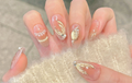 Gold Fishtail Blush Gradient Press-On Nails